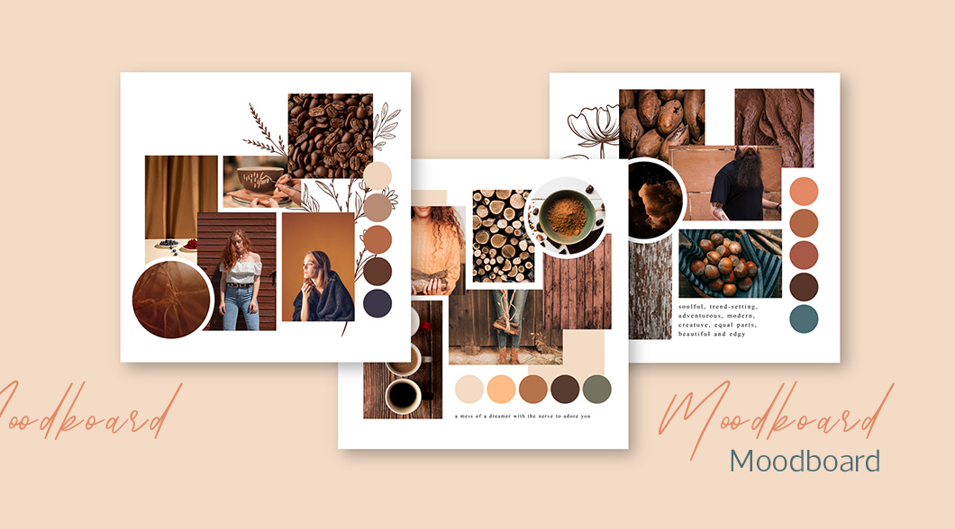Examples of moodboards, i.e. proposals for brand visual identification