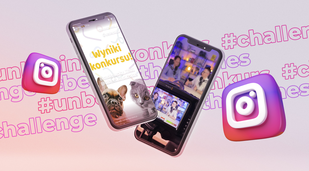 Screenshots of examples of Instagram activity, e.g. contest, IG live